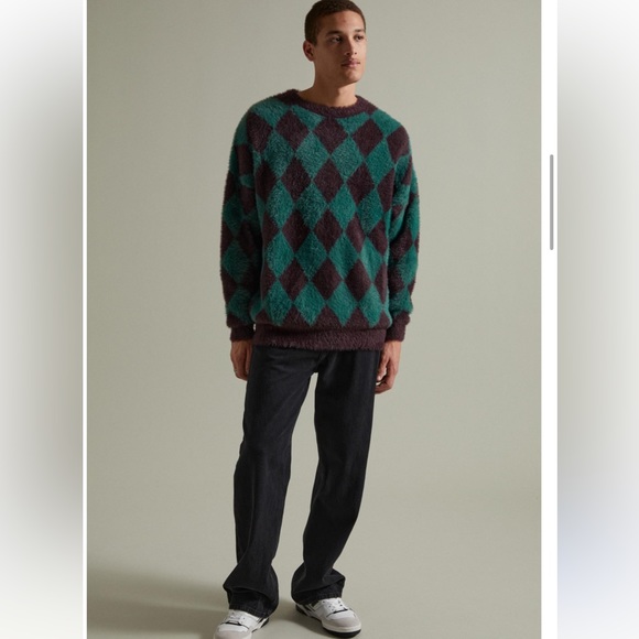 New Men’s AJOBYAJO Harlequin Check Crew Neck Sweater!!🔥🔥🔥 - Picture 5 of 16